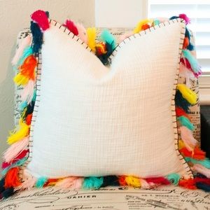 Multicolored Tassel Throw Pillow